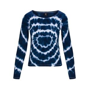 RÉALISATION PAR Heart Long Sleeve Tee in Navy Tie Dye